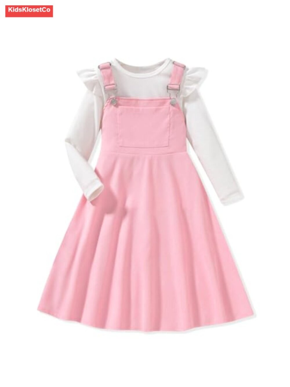 Little Girls Corduroy Overall Dress Set 2 Piece Long Sleeve Top Adjustable